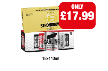 Strongbow, Carling - Now Only £17.99 at Family Shopper