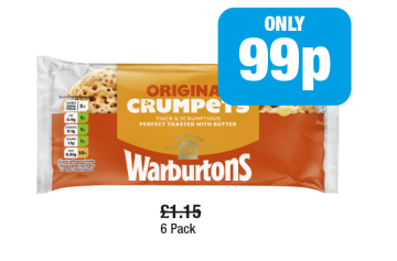 Warburtons Crumpets - Now Only 99p at Family Shopper