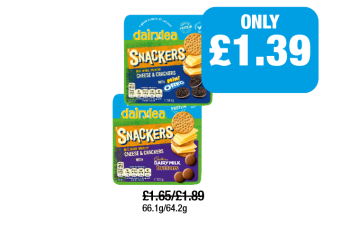 Dairylea Snackers Cheese & Crackers Mini Oreo, Dairy Milk Buttons - Now Only £1.39 at Family Shopper