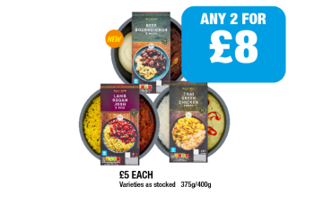 Pro Cuisine Beef Bourguignon, Lamb Rogan Josh, Thai Green Chicken - Any 2 for £8 at Family Shopper