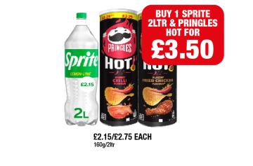Sprite, Pringles Hot Chilli Heatwave, Fried Chicken - Buy Sprite & Pringles Hot For £3.50 at Family Shopper