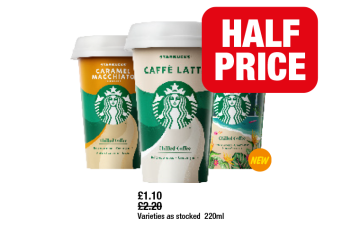 Starbucks Caramel Macchiato, Caffe Latte, Blissful Retreat - Now Half Price at Family Shopper