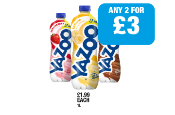Yazoo Strawberry, Banana, Chocolate - Any 2 for £3 at Family Shopper
