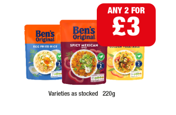 Ben's Original Egg Fried Rice, Spicy Mexican, Golden Vegetable - Any 2 for £3 at Family Shopper