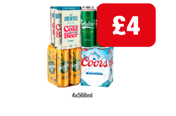 Brewdog Cold Beer, Carlsberg, Crumpton Oaks, Coors - Now Only £4 at Family Shopper