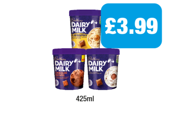 Cadbury Dairy Milk Ice Cream, Caramel, Chocolate Brownie - Now Only £3.99 at Family Shopper