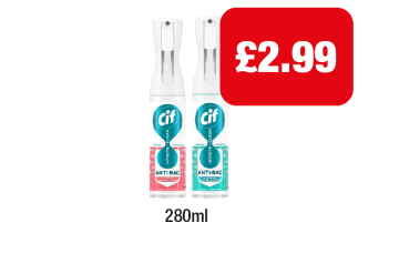 Cif Anti-Bac Apple & Jasmine, Lemon & Aloe Vera - Now Only £2.99 at Family Shopper