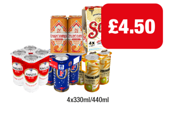 Cruzcampo Orange, Sol Cerveza, Amstel, Fosters, Strongbow - Now Only £4.50 at Family Shopper