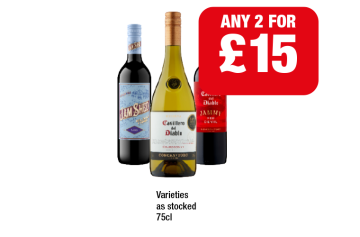 Jam Shed, Casillero Del Diablo Chardonnay, Jammy Red - Any 2 for £15 at Family Shopper