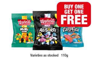 Maynards Mini Gems, Liquorice Allsorts, Fizzy Fish - Buy 1 Get 1 FREE at Family Shopper