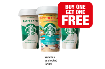 Starbucks Caffe Latte, Summer Escape Pistachio, Skinny Latte No Added Sugar - Buy 1 Get 1 FREE at Family Shopper