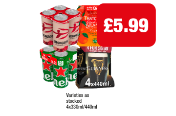 Strongbow Strawberry, Thatchers Blood Orange, Heineken, Guinness - Now Only £5.99 at Family Shopper