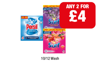 Surf Lavender, Tropical Lily, Persil Non Bio - Any 2 for £4 at Family Shopper