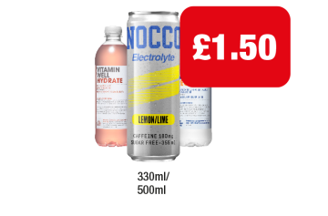 Vitamin Well Hydrate, Recover, Nocco Electrolyte Lemon & Lime - Now Only £1.50 at Family Shopper