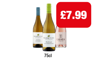 Wairau Cove Pinot Grigio, Sauvignon Blanc, Cabana - Now Only £7.99 at Family Shopper