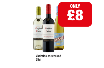Casillero Del Diablo Sauvignon Blanc, Cabernet Sauvignon, Jam Shed Chardonnay - Now Only £8 at Family Shopper