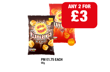 Hula Hoops Flavarings Beef, Spicy - Any 2 for £3 at Family Shopper