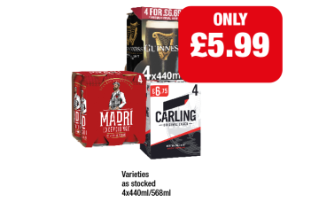 Madri, Guinness, Carling - Now Only £5.99 at Family Shopper