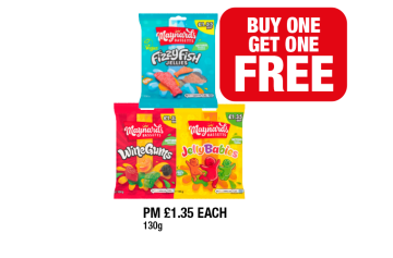 Maynards Fizzy Fish, Wine Gums, Jelly Babies - Buy 1 Get 1 FREE at Family Shopper