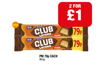 McVities Club Layers Orange - Any 2 for £1 at Family Shopper