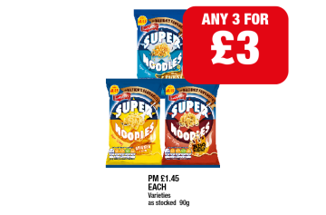 Super Noodles Curry, Chicken, BBQ Beef - Any 3 for £3 at Family Shopper