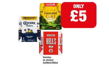 Thatcher's Gold, Corona, Camden Hells, Corona - Now Only £5 at Family Shopper