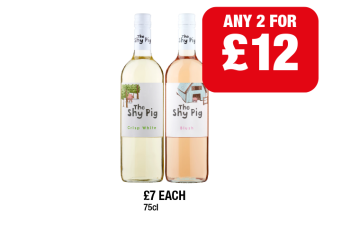 The Shy Pig Crisp White, Blush - Any 2 for £12 at Family Shopper