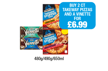 Chicago Town Takeaway Stuffed Crust Loaded Cheese, Pepperoni, Viennetta Mint, Vanilla - Buy 2 Chicago Town Takeaway Pizzas And A Viennetta for £6.99 at Family Shopper
