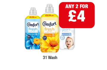 Comfort Fresh Blue Skies, Sunshiny Days, Pure Gently Fresh - Any 2 for £4 at Family Shopper