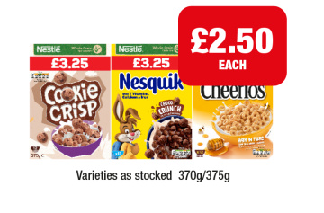 Cookie Crisp, Nesquik, Honey Cheerios - Now Only £2.50 at Family Shopper