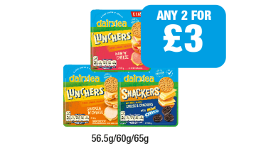 Dairylea Lunchers Ham 'N' Cheese, Chicken 'N' Cheese, Cheese & Crackers Oreo - Any 2 for £3 at Family Shopper