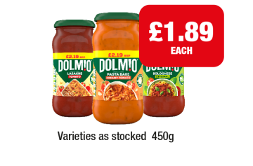 Dolmio Lasagne, Pasta Bake, Bolognese - Now Only £1.89 at Family Shopper