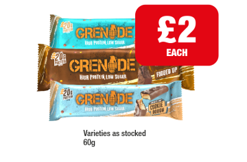 Grenade Protein Bar Salted Caramel, Fudged Up, Cookie Dough - Now Only £2 at Family Shopper
