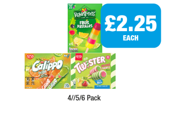 Rowntrees Fruit Pastilles, Calippo Mini, Twister Mini - Now Only £2.25 at Family Shopper