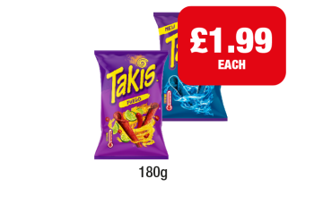 Takis Fuego, Blue Heat - Now Only £1.99 at Family Shopper
