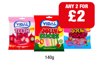 Vidal Teeth Lips, Jolly Slices, Sour Medley - Any 2 for £2 at Family Shopper