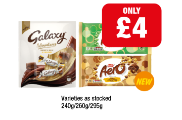 Galaxy Miniatures, Aero Peppermint, Choco Caramel - Now Only £4 at Family Shopper