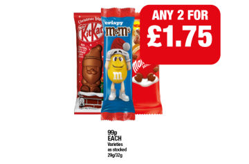 KitKat Christmas, Crispy M&M's, Malteser Reindeer - Any 2 for £1.75 at Family Shopper
