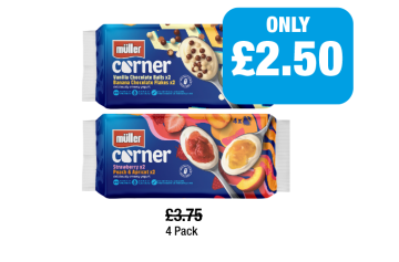 Muller Corner Vanilla & Banana, Strawberry Peach & Apricot - Now Only £2.50 at Family Shopper