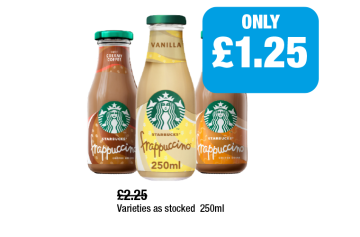 Starbucks Creamy Coffee, Vanilla, Caramel - Now Only £1.25 at Family Shopper