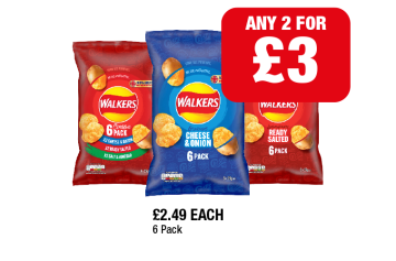 Walkers Variety Pack Classic, Cheese & Onion, Ready Salted - Any 2 for £3 at Family Shopper