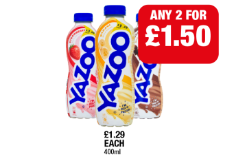Yazoo Strawberry, Banana, Chocolate - Any 2 for £1.50 at Family Shopper