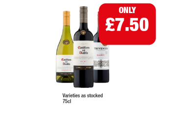 Casillero Del Diablo Chardonnay, Malbec, Trivento Malbec - Now Only £7.50 at Family Shopper