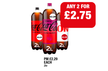 Coca Cola Zero, Cherry, Diet Coke - Any 2 for £2.75 at Family Shopper