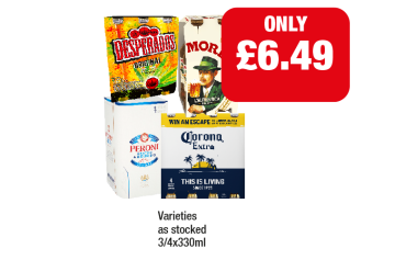 Desperados, Moretti, Peroni, Corona Extra - Now Only £6.49 at Family Shopper