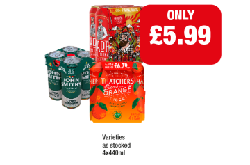 John Smiths, Madri, Thatchers Blood Orange - Now Only £5.99 at Family Shopper