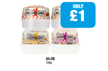 Nomadic Strawberry, Double Choc, Chocolate & Honeycomb, Blackcurrant & Blueberry - Now Only £1 at Family Shopper