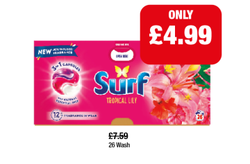 Surf Tropical Lily 3 in 1 Capsules - Now Only £4.99 at Family Shopper