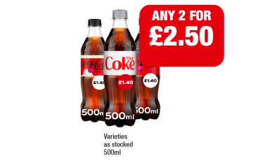 Coca Cola Zero Cherry, Cherry Float, Diet Coke - Any 2 for £2.50 at Premier