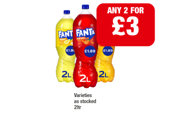 Fanta Lemon, Fruit Twist, Orange - Any 2 for £3 at Premier